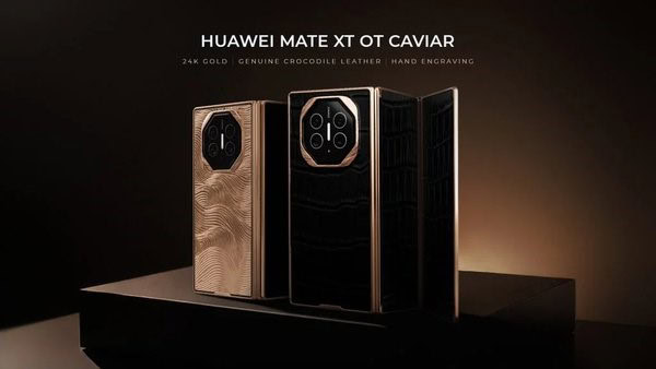 El Huawei Mate XT triple personalizado de Caviar está cubierto con oro de 24k