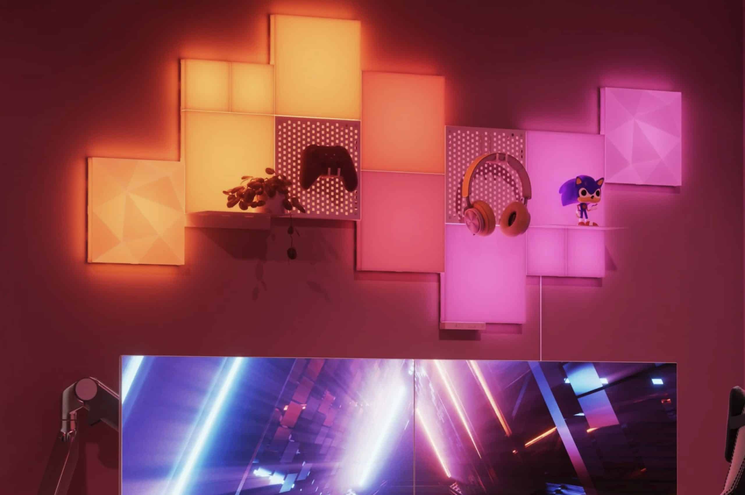 Los paneles Blocks de Nanoleaf tienen estantes para exhibir tus cosas.