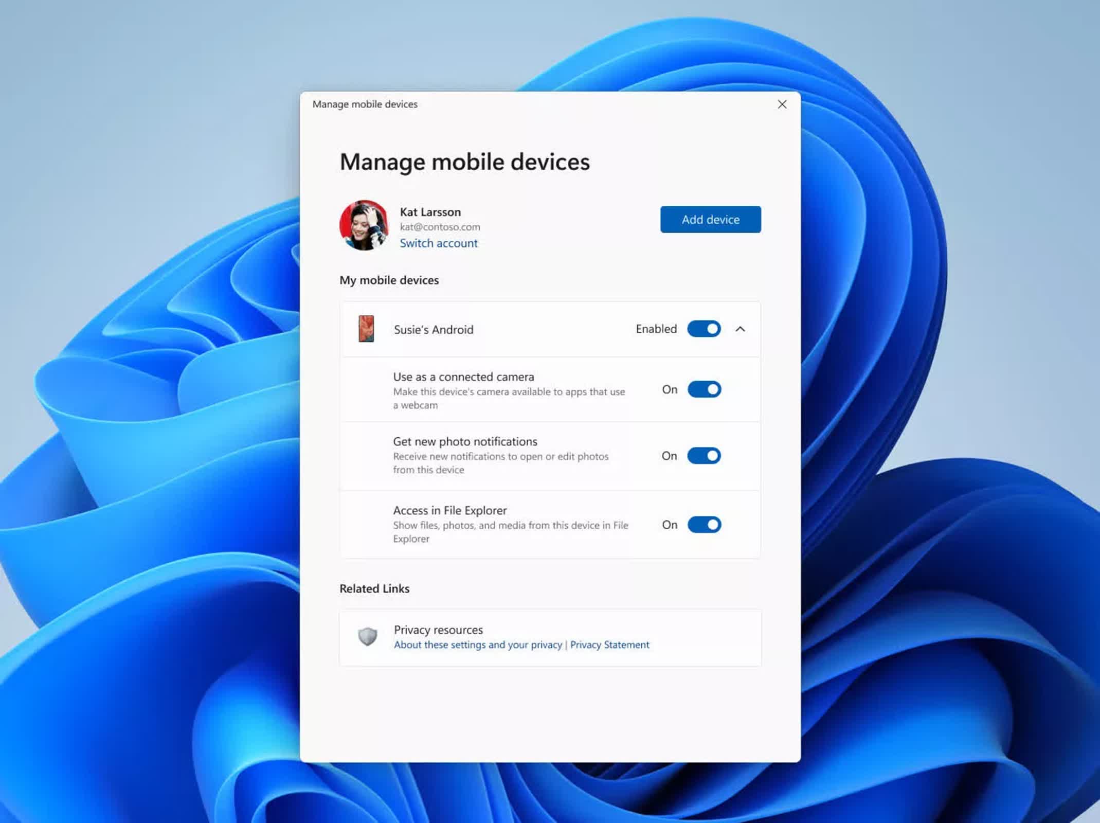 La nueva integración permite a Windows administrar archivos de Android de forma inalámbrica