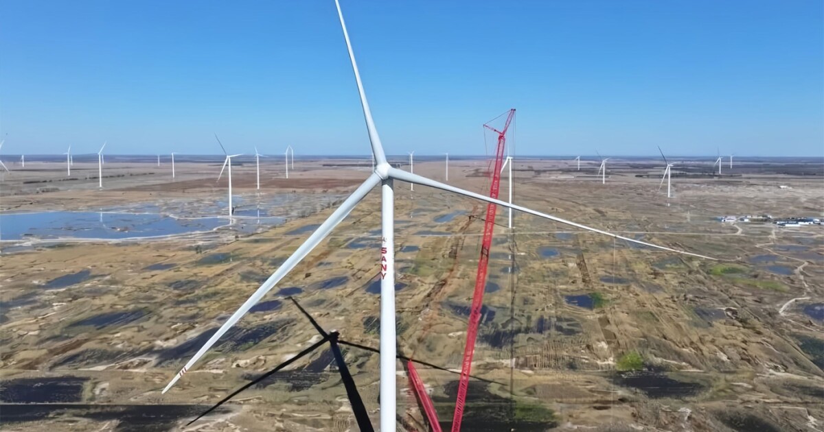 La turbina eólica terrestre más grande del mundo hace girar palas de 430 pies para generar 15 MW