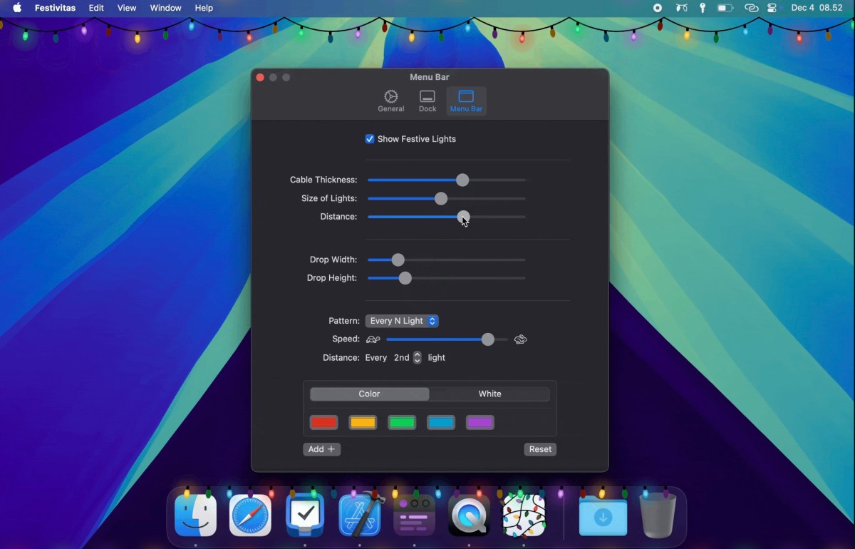 La aplicación navideña Festivitas pone luces navideñas en tu Mac