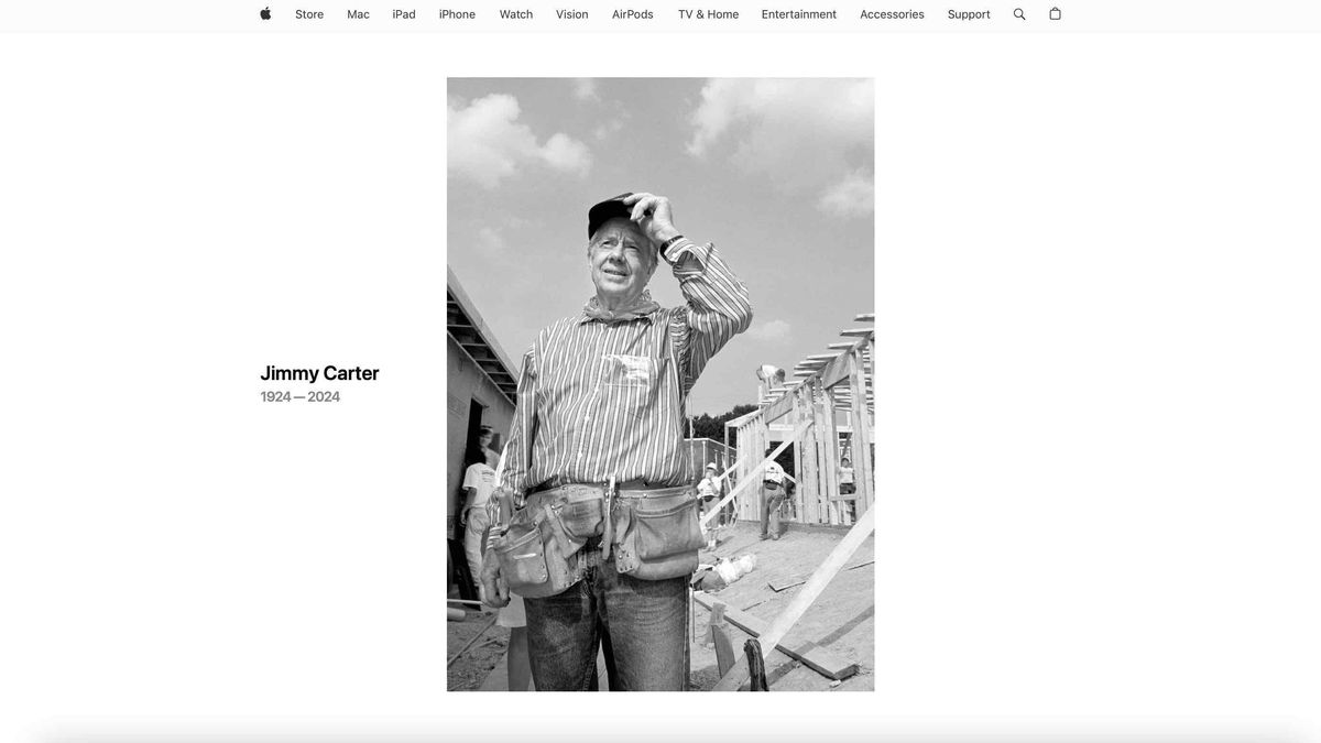 Apple honra a Jimmy Carter con una rara adquisición de la página de inicio