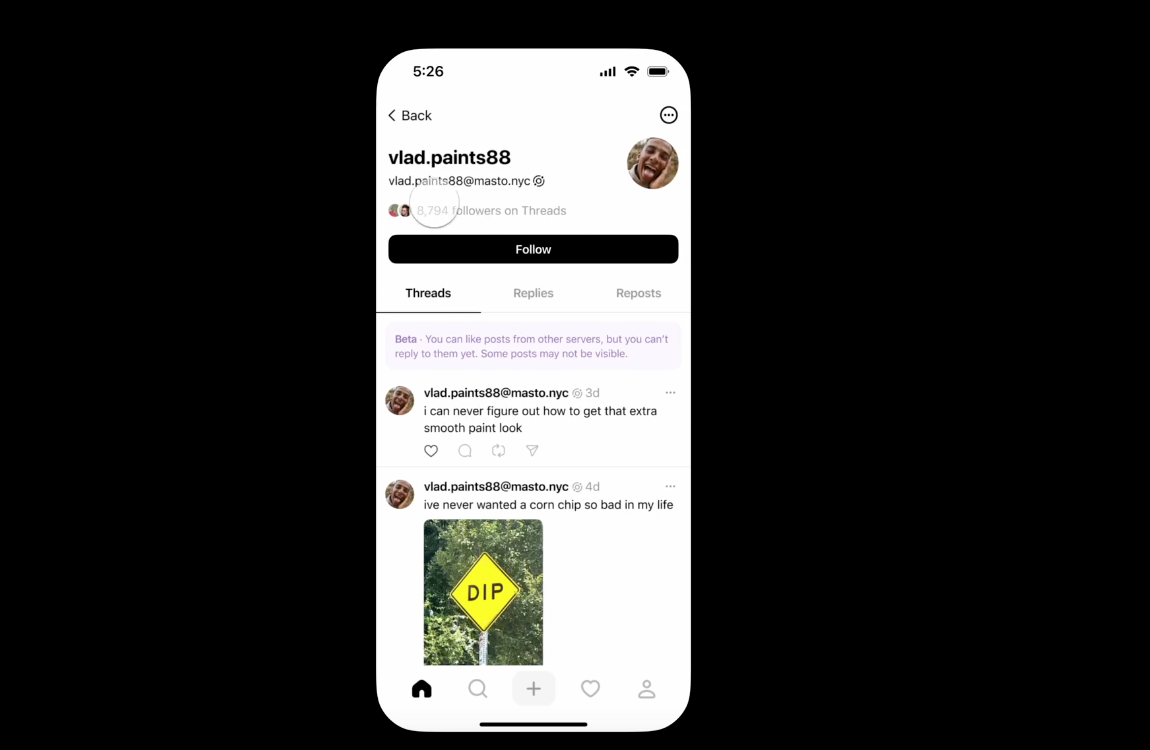 Threads ahora permite a los usuarios seguir cuentas de fediverse directamente en su aplicación