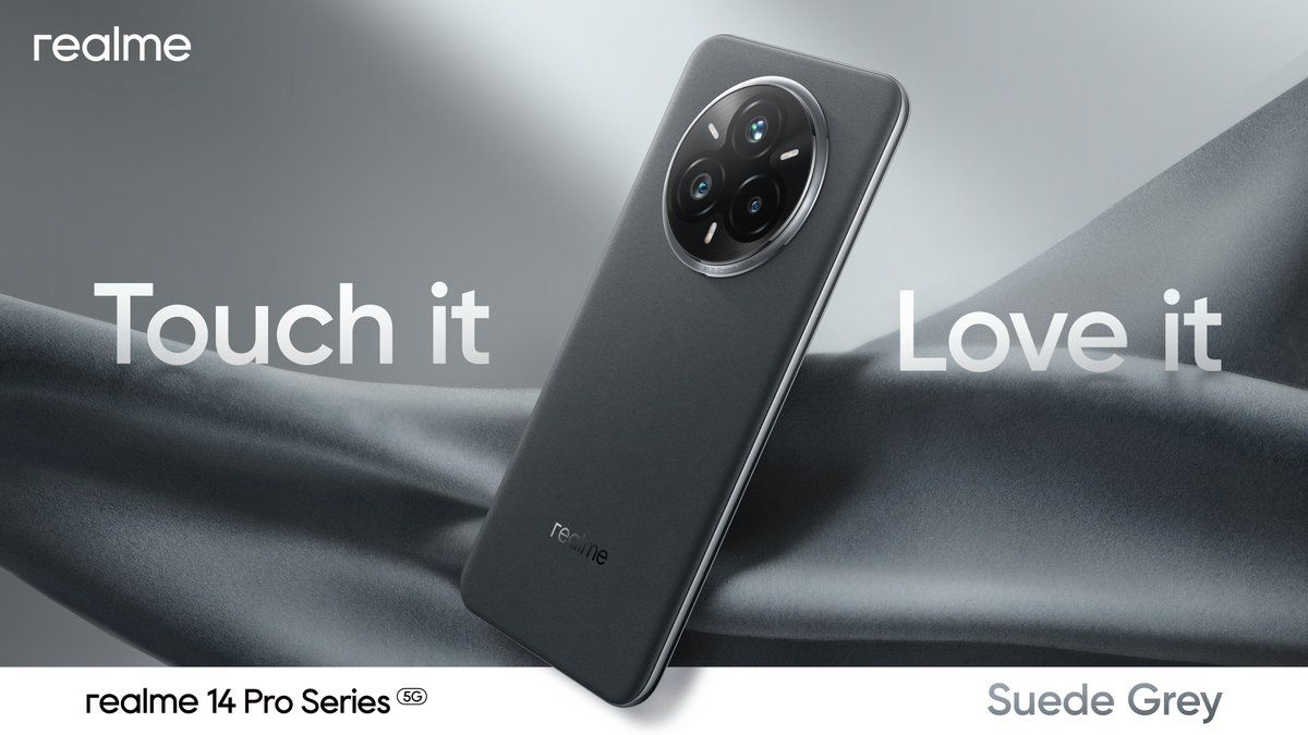 Serie Realme 14 Pro 5G con pantalla de 1.5K y batería de 6000 mAh en color gris ante antes del lanzamiento en India