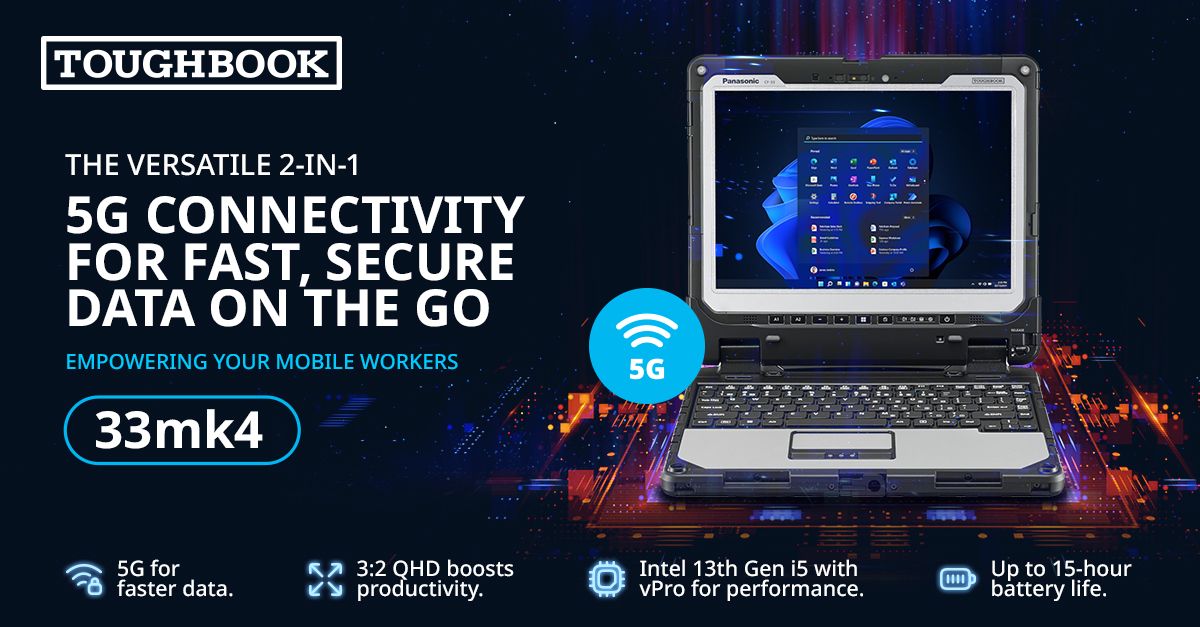 Esta nueva y robusta tableta 2 en 1 de Panasonic con procesadores Intel de 13.ª generación, conectividad 5G y una pantalla QHD de 12 pulgadas es perfecta incluso para las condiciones más duras.