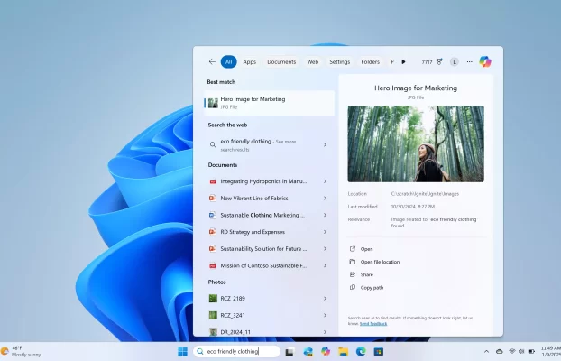 Microsoft promete búsquedas más inteligentes y rápidas con IA en Windows 11, pero no contenga la respiración