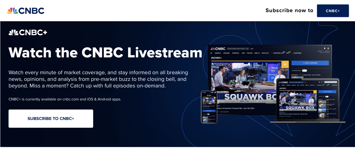 El nuevo servicio de streaming de CNBC puede costar hasta 600 dólares al año