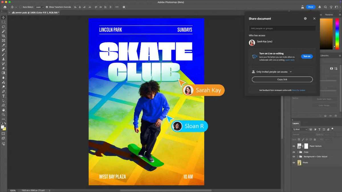 Adobe prueba la coedición en vivo en Photoshop