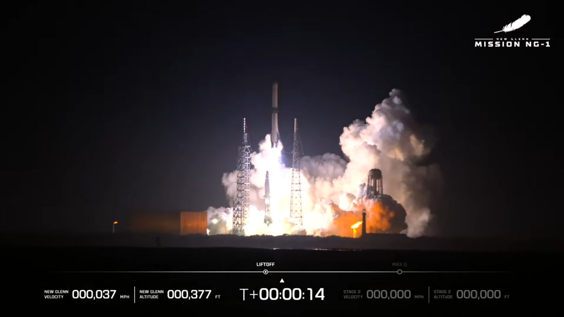 Blue Origin alcanza la órbita en el primer vuelo de su titánico cohete New Glenn
