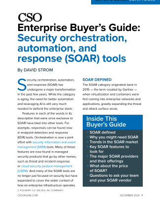 Descargue nuestra guía del comprador de herramientas de orquestación, automatización y corrección de seguridad (SOAR)