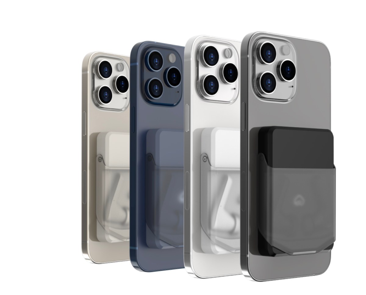 Estos auriculares MagSafe se colocan en la parte posterior de un iPhone
