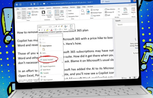 Microsoft mata la función de búsqueda inteligente en Word, ya que presiona Copilot