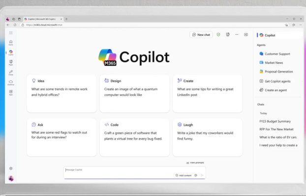 Los agentes han ingresado al Chat Copilot de Microsoft 365