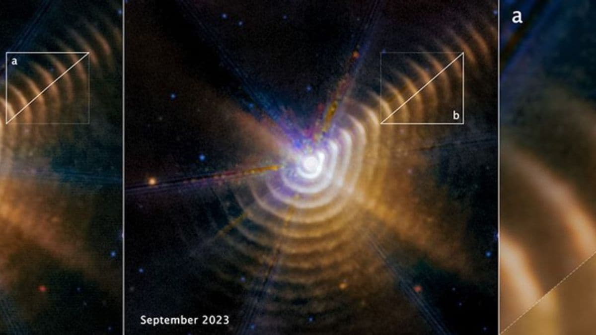 El telescopio Webb rastrea la formación y expansión de capas de polvo ricas en carbono en el sistema estelar