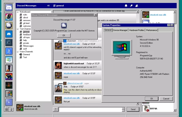 Discord ahora se ejecuta en Windows 98 (e incluso Windows 95) con este cliente no oficial