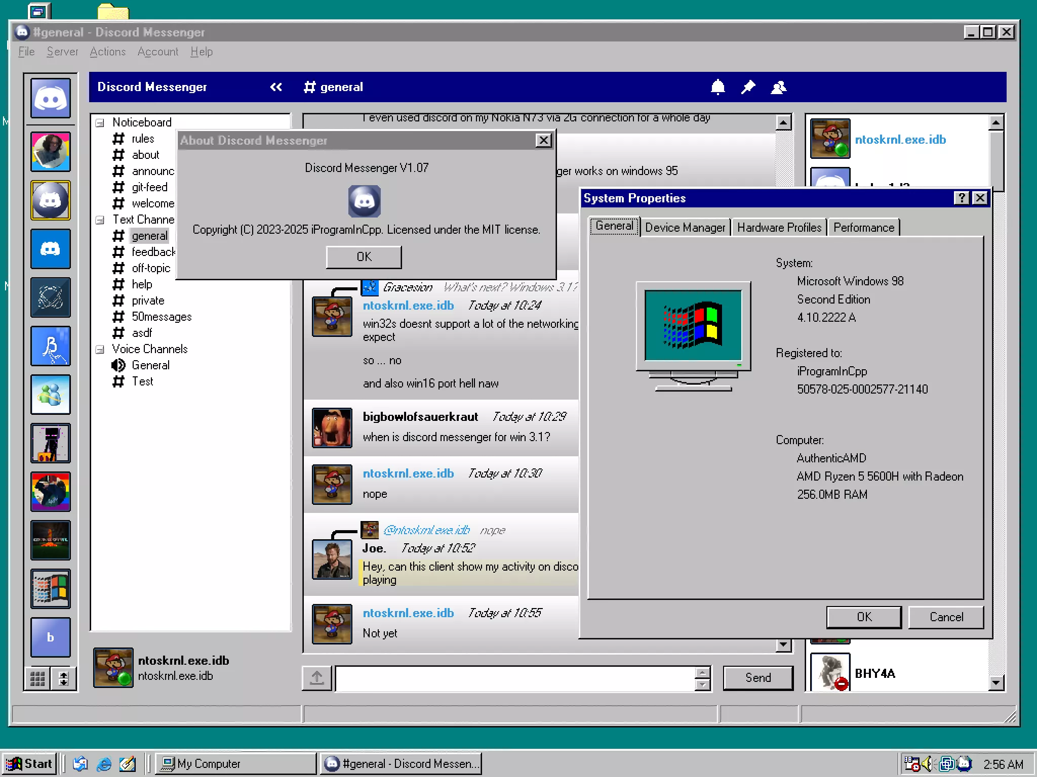 Discord ahora se ejecuta en Windows 98 (e incluso Windows 95) con este cliente no oficial