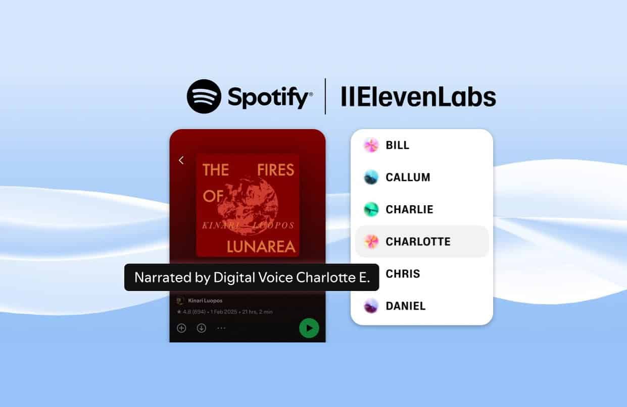 Audiolibros de Spotify Obtenga más apoyo de Ai-Narration a través de Elevenlabs