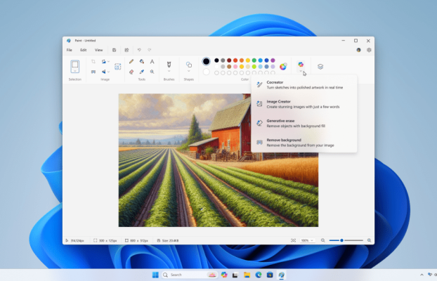 Microsoft Paint obtiene el botón de copiloto para características generativas de IA