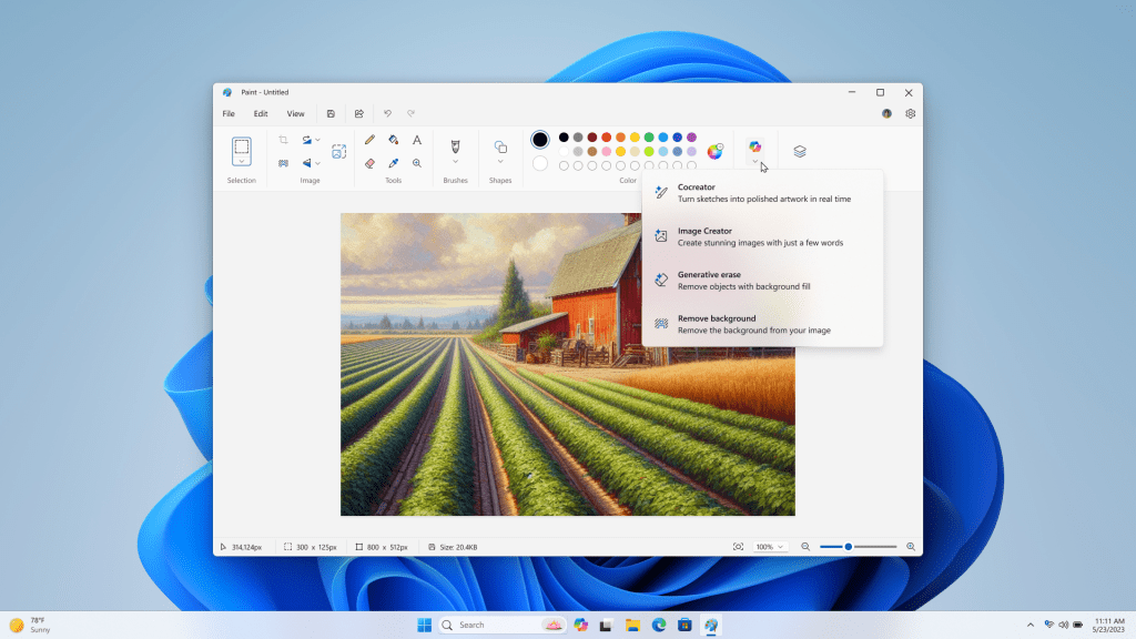 Microsoft Paint obtiene el botón de copiloto para características generativas de IA
