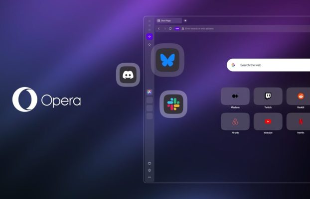 Opera integra Bluesky, Slack y Discord en su navegador