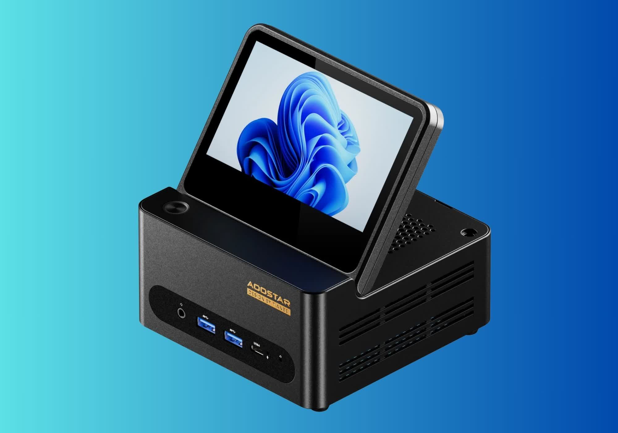 Esta Mini PC del tamaño de una palma presenta una pantalla de giro con Game Boy SP Vibes
