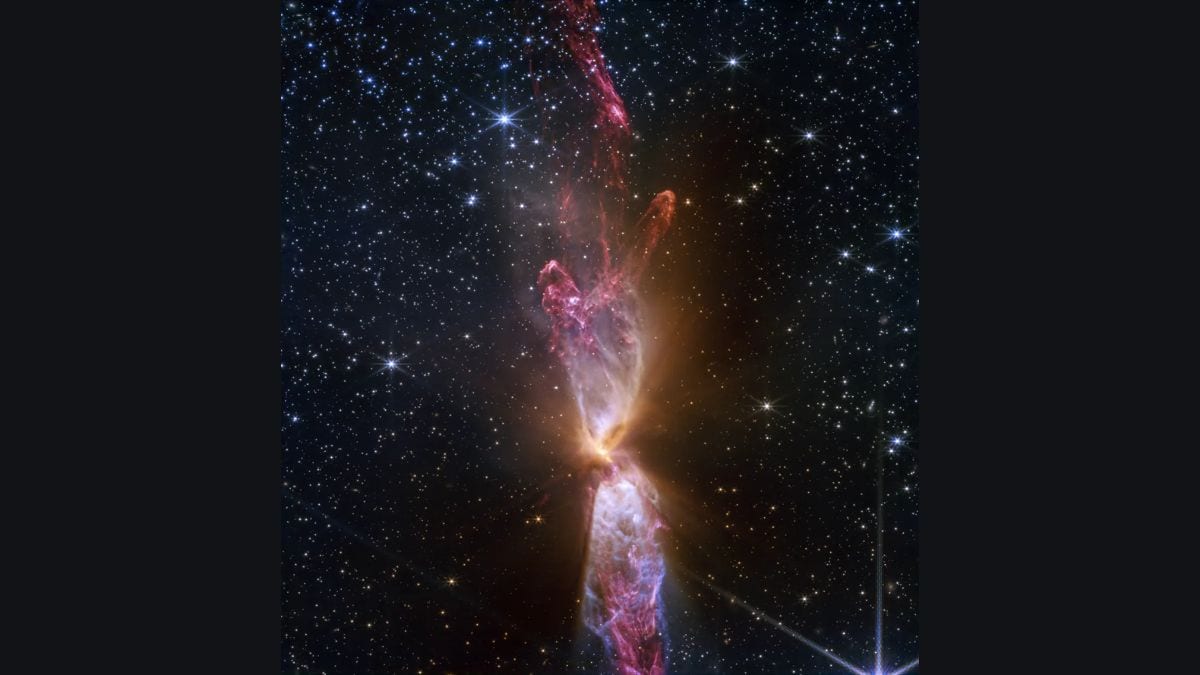 James Webb Space Telescope captura Hourglass Nebula LBN 483 con impresionante detalle