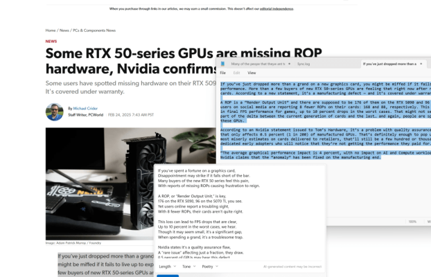 Le dije a la nueva IA de Windows Notepad que convirtiera el fracaso de Nvidia en la poesía