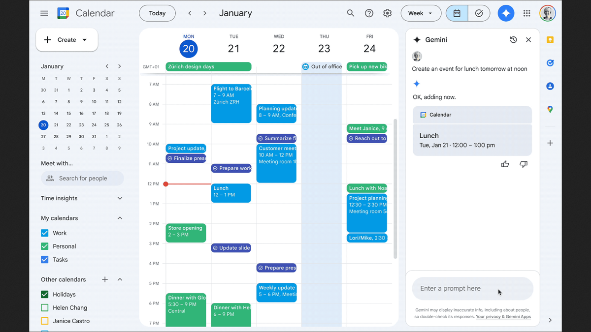 Géminis viene al calendario de Google, así es como funcionará y cómo probarlo ahora