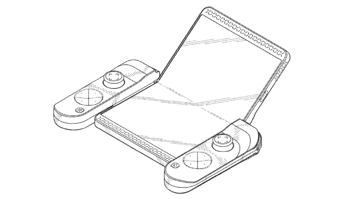 Dispositivo de juego Handheld Samsung con pantalla plegable manchada en patente de diseño