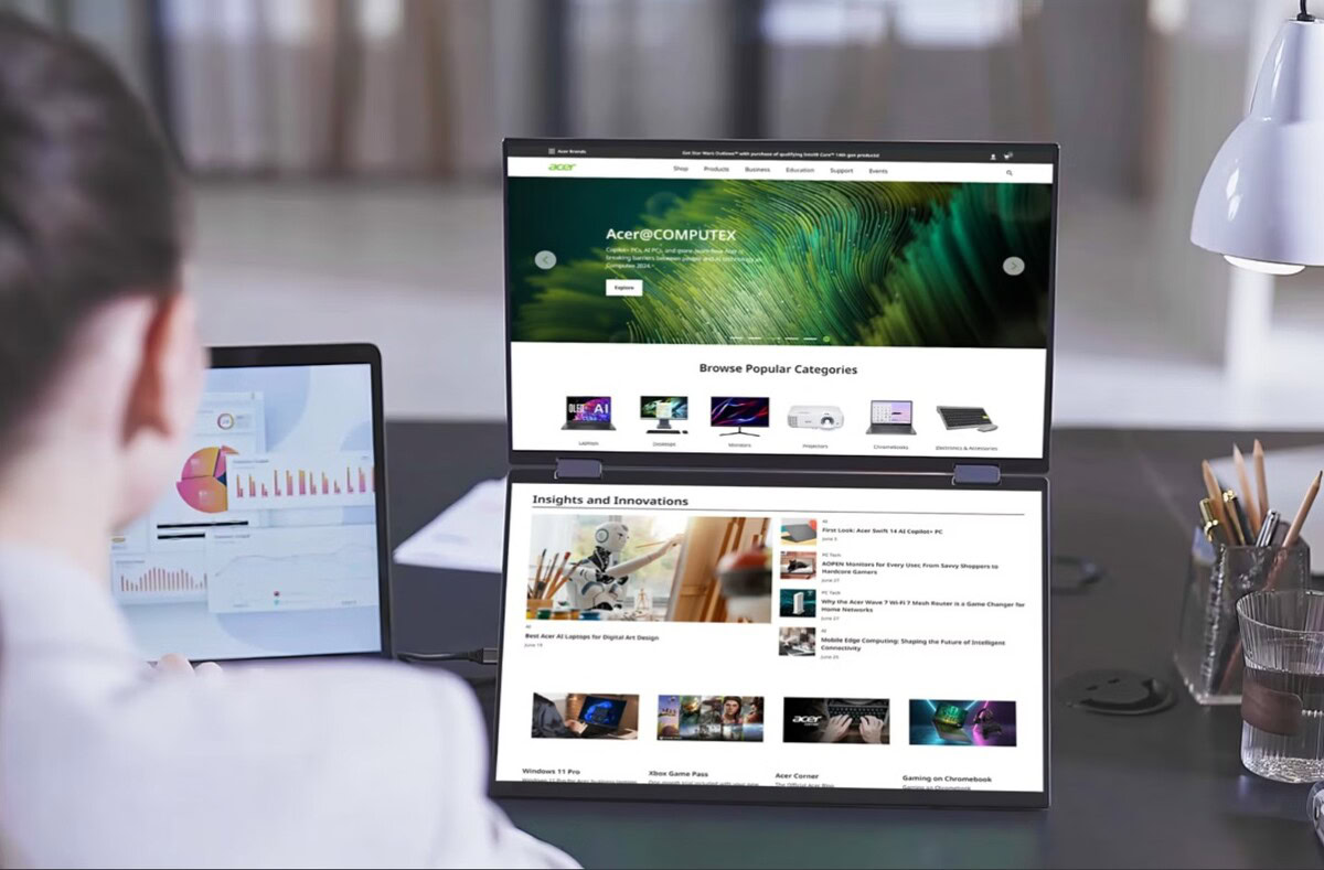 Los últimos monitores portátiles de Acer ofrecen magia de doble pantalla