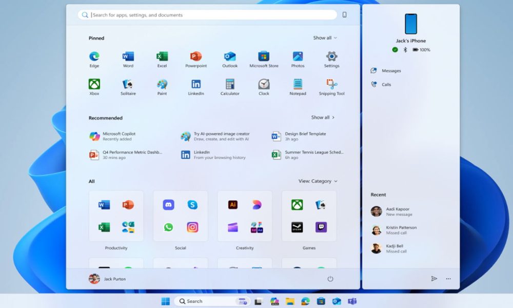 Microsoft lanza el nuevo menú de inicio para Windows 11